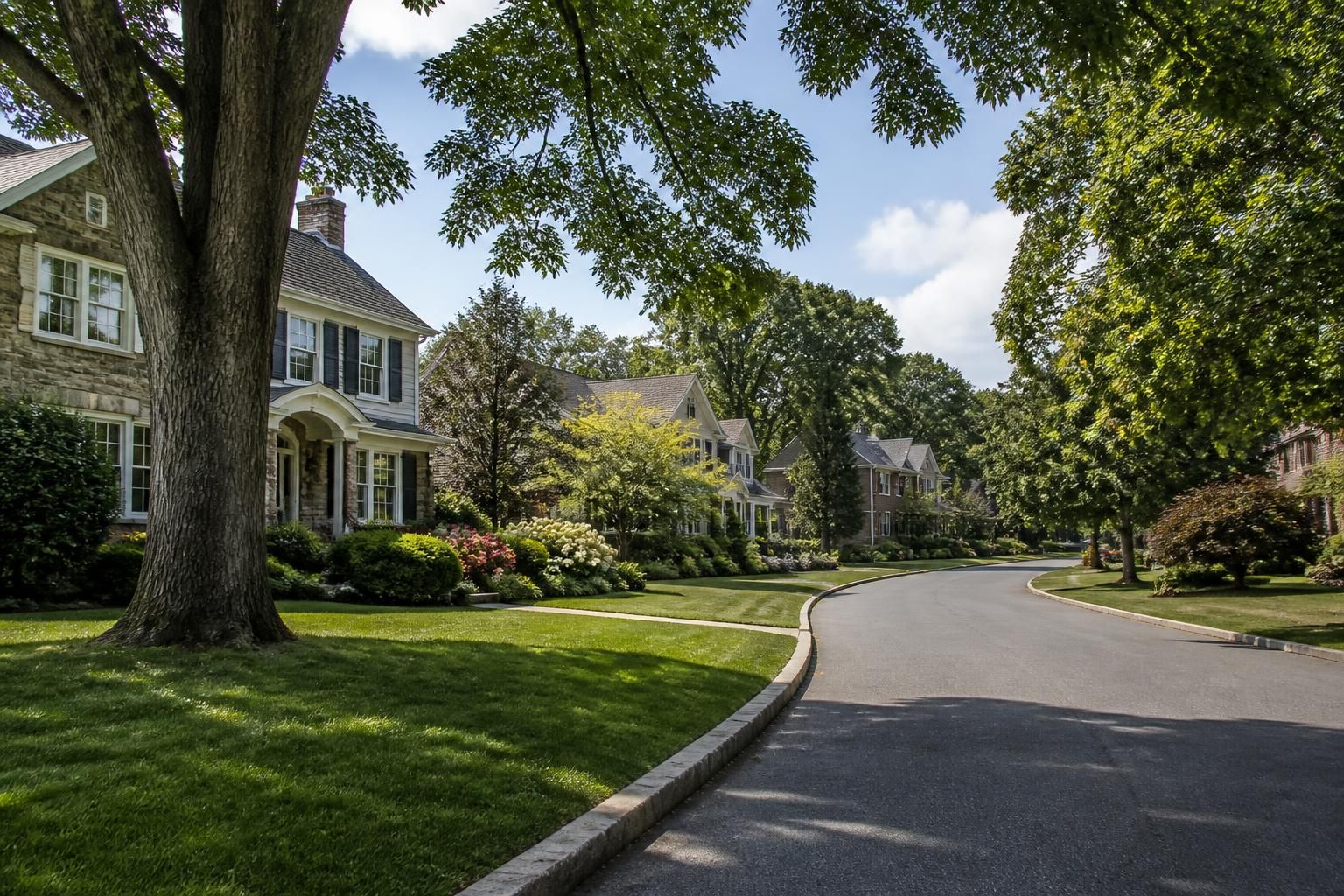 Well-maintained homes and mature trees in Montgomery County